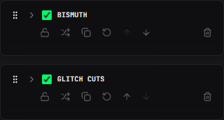 The actual effects stack with Bismuth and Glitch Cuts enabled